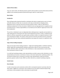 Page 1 of 3 Audits of Direct Sellers If you are a direct seller, the