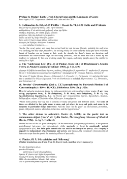 1 Preface to Pindar: Early Greek Choral Song and the Language of