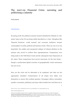 The 2007-09 financial crisis: narrating and politicising a calamity