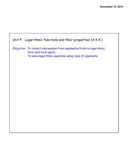 Unit F Logarithmic functions and their properties (A.4.A.)