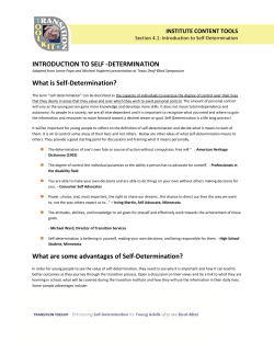 Introduction on Self Determination