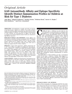 GAD Autoantibody Affinity and Epitope Specificity Identify Distinct