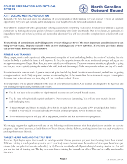 COURSE PREPARATION AND PHYSICAL FITNESS Remember to