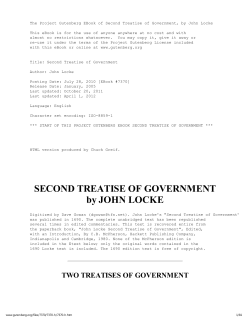 SECOND TREATISE OF GOVERNMENT by JOHN LOCKE