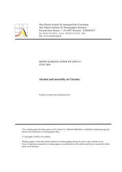 Alcohol and mortality in Ukraine - the Max Planck Institute for
