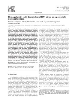 Hemagglutinin stalk domain from H5N1 strain as a potentially
