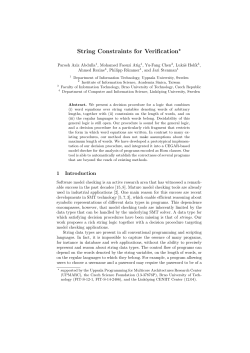 String Constraints for Verification⋆