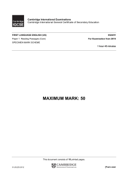 2015 Specimen Mark Scheme Paper 1