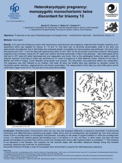 monozygotic monochorionic twins discordant for trisomy 13