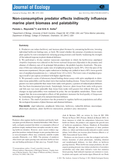 Nonconsumptive predator effects indirectly influence marine plant