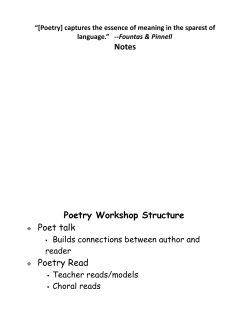 Notes Poetry Workshop Structure Poet talk Poetry Read