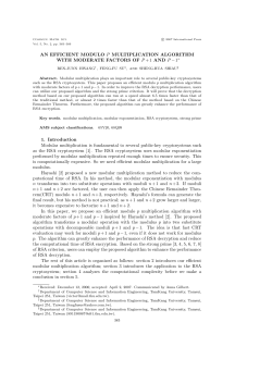 AN EFFICIENT MODULO P MULTIPLICATION