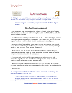 Live Jazz Concert Assignment - California State University, Northridge