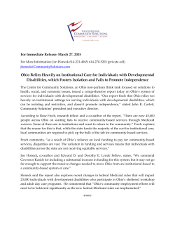 Ohio Relies Heavily on Institutional Care for Individuals with