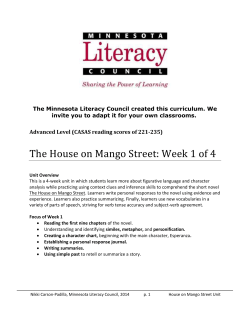 The House on Mango Street: Week 1 of 4
