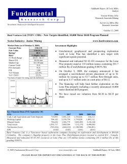 Bard Ventures Ltd (TSXV: CBS) &ndash;New Targets Identified, 10,000