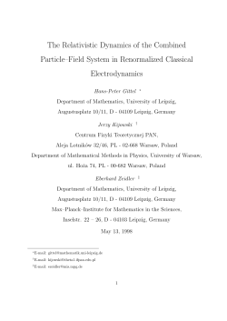 The Relativistic Dynamics of the Combined Particle–Field System in