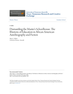 The Rhetoric of Education in African American Autobiography and