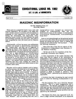 094 - MASONIC MISINFORMATION - the Grand Lodge of Minnesota