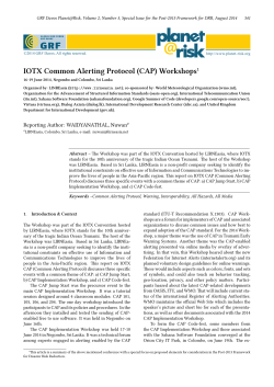IOTX Common Alerting Protocol (CAP) Workshops &sup1;