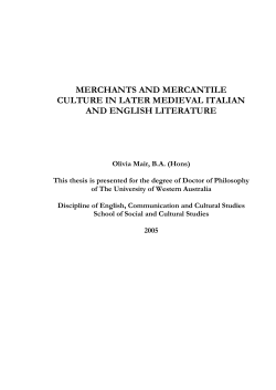 MERCHANTS AND MERCANTILE CULTURE IN LATER MEDIEVAL