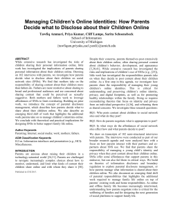 Managing Children`s Online Identities: How Parents Decide what to