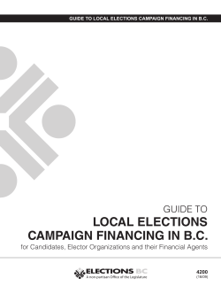 Guide to Local Elections Campaign Financing in B.C. for Candidates