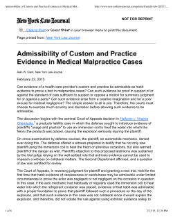 Admissibility of Custom and Practice Evidence in Medical