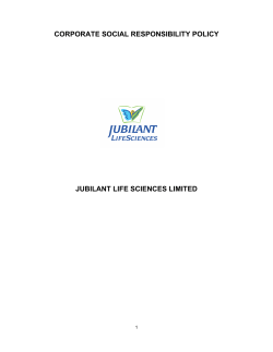 corporate social responsibility policy jubilant life sciences limited