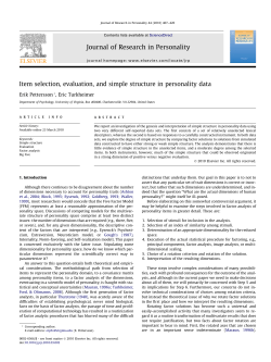 Item selection, evaluation, and simple structure in personality