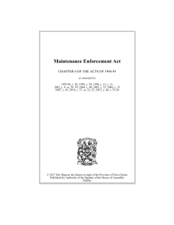 Maintenance Enforcement Act - The Nova Scotia Legislature