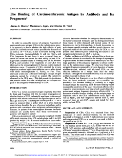 The Binding of Carcinoembryonic Antigen by Antibody and Its