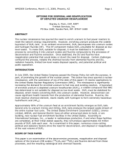 Options for Disposal and Reapplication of Depleted Uranium