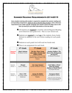 Summer Reading Requirements 2014