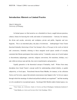 Introduction: Rhetoric as Liminal Practice