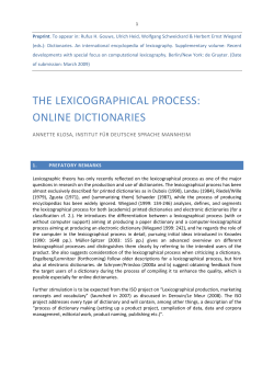 the lexicographical process: online dictionaries