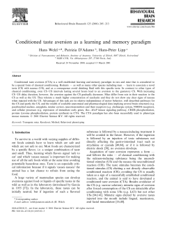 Conditioned taste aversion as a learning and