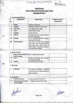 specification Battery Operated Foric Lifter