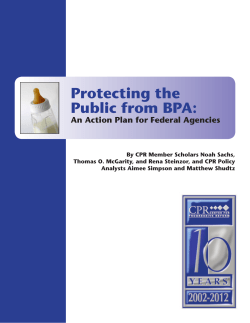 Protecting the Public from BPA - Center for Progressive Reform