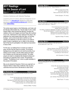 2017 Readings for the Season of Lent