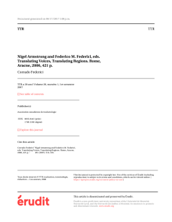 Nigel Armstrong and Federico M. Federici, eds. Translating