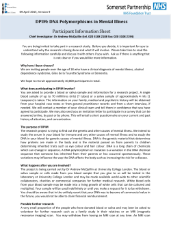 DPIM: DNA Polymorphisms in Mental Illness Participant Information
