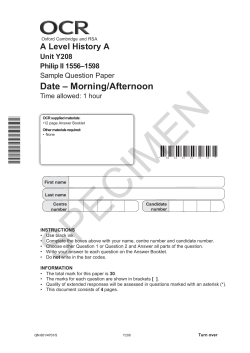 Unit H505/Y208 - Philip II 1556-1598 - Sample assessment