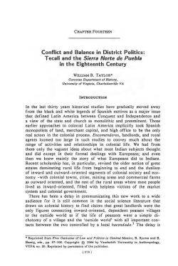 Conflict and Balance in District Politics: Tecali and the