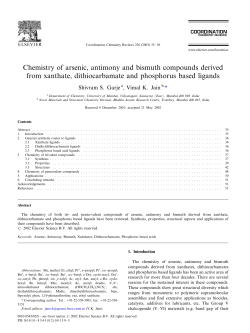 Chemistry of arsenic, antimony and bismuth compounds derived