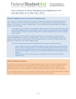 Time Limitation on Direct Subsidized Loan Eligibility for First