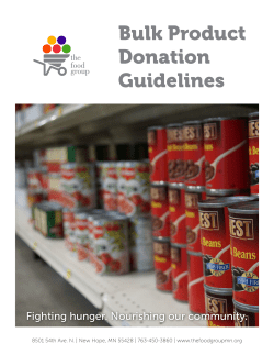 Bulk Product Donation Guidelines