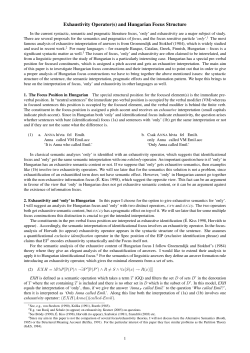 Exhaustivity Operator(s) and Hungarian Focus Structure