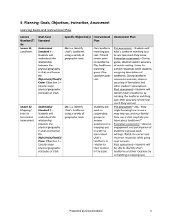 II. Planning: Goals, Objectives, Instruction, Assessment