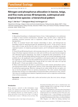 Nitrogen and phosphorus allocation in leaves, twigs, and fine roots